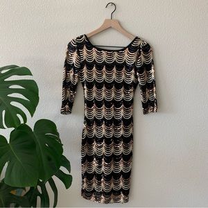 Crystal Doll, Black & Gold sequin dress, size S